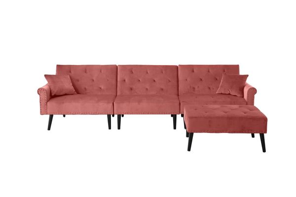 Aksominis sofos ir pufo komplektas „Ottoman“