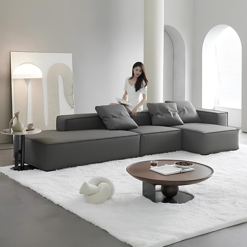 Minimalistinė sekcinė sofa "Koidik" Baltas, Juoda