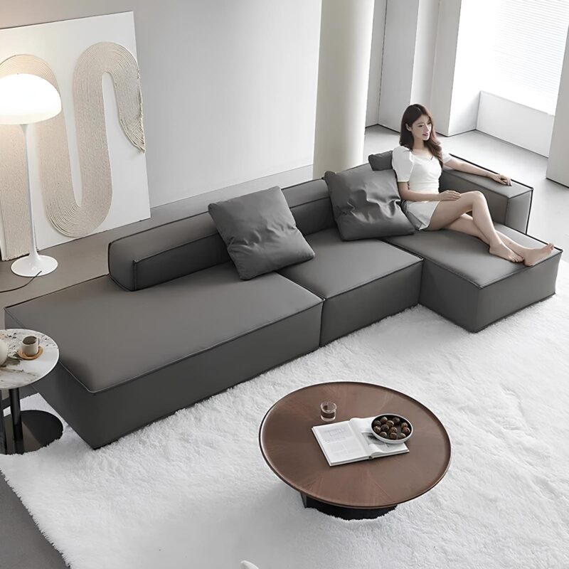 Minimalistinė sekcinė sofa "Koidik" Baltas, Juoda